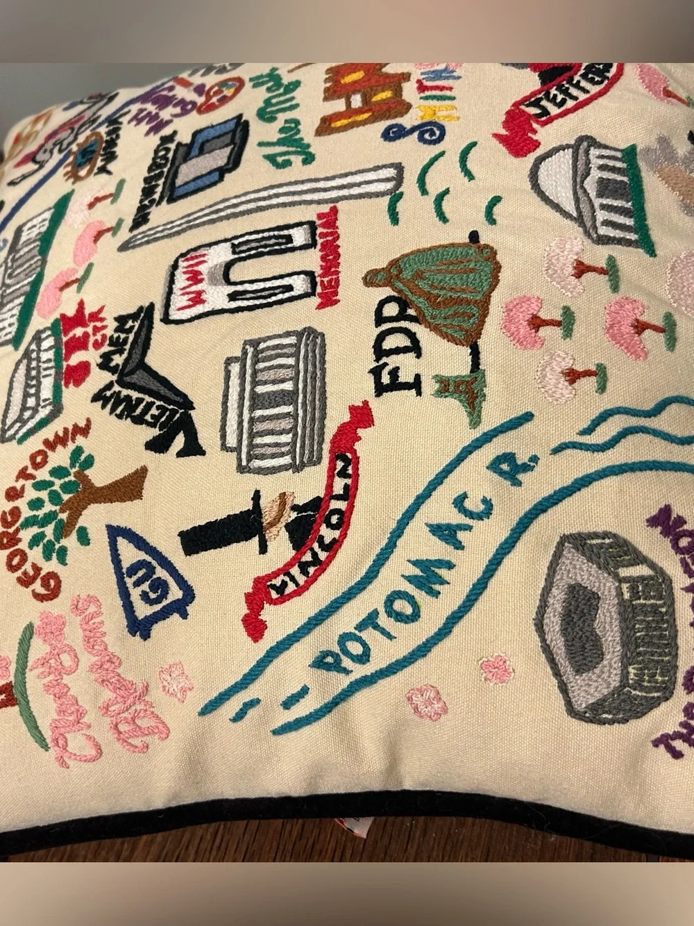 Cat Studio Hand Embroidered Washington D.C. Pillow